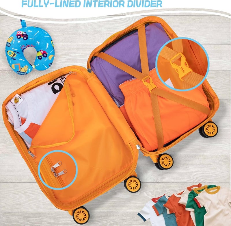 Inprof Kid’s Luggage Set 5 Piece Suitcase Set 16’’ Hardside Luggage with Spinner Wheels Girls Boys Carry on Toddler Luggage Travel Rolling Luggage Carry on Luggage Airline Approved Car - Image 5